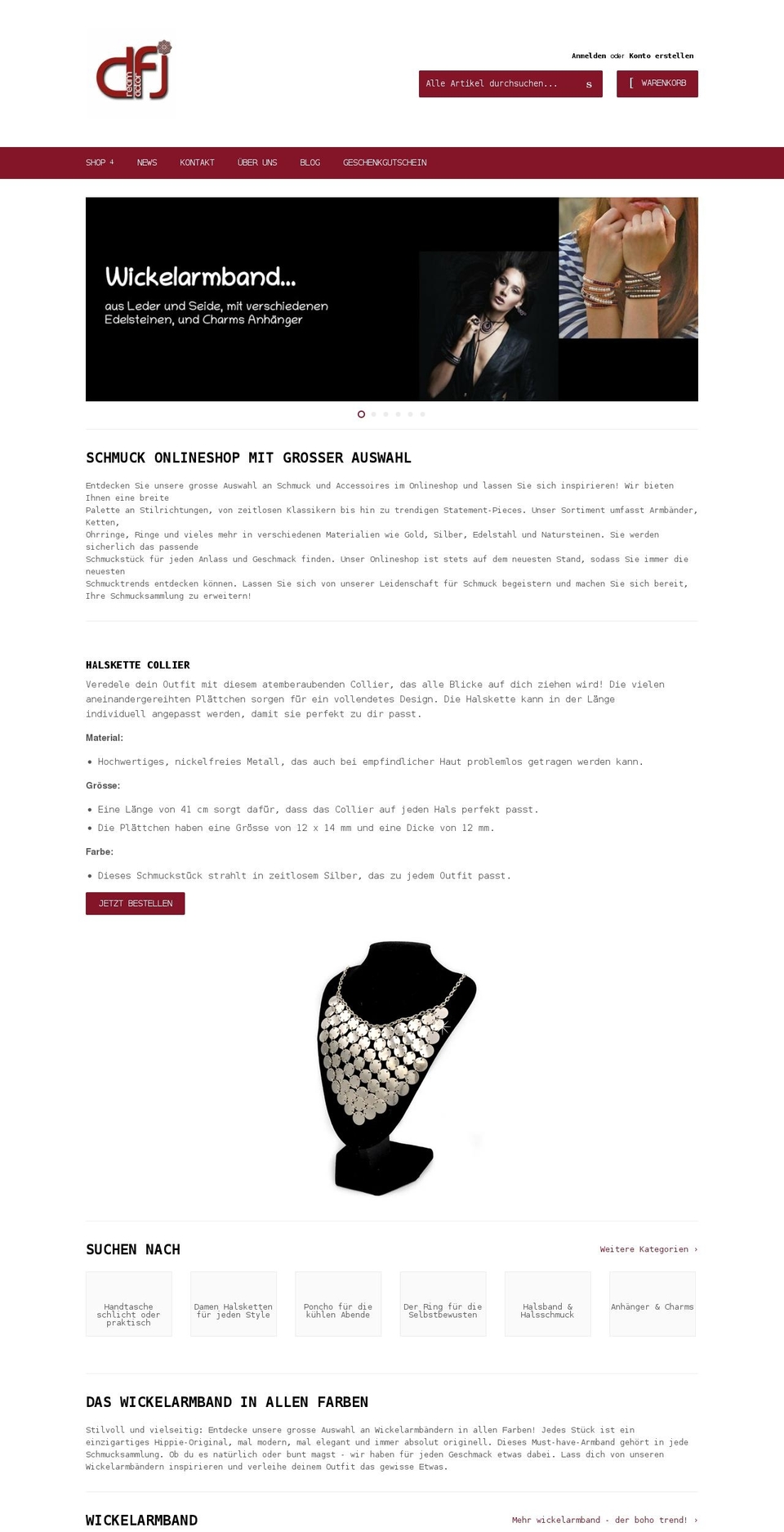 dfbijoux.ch shopify website screenshot