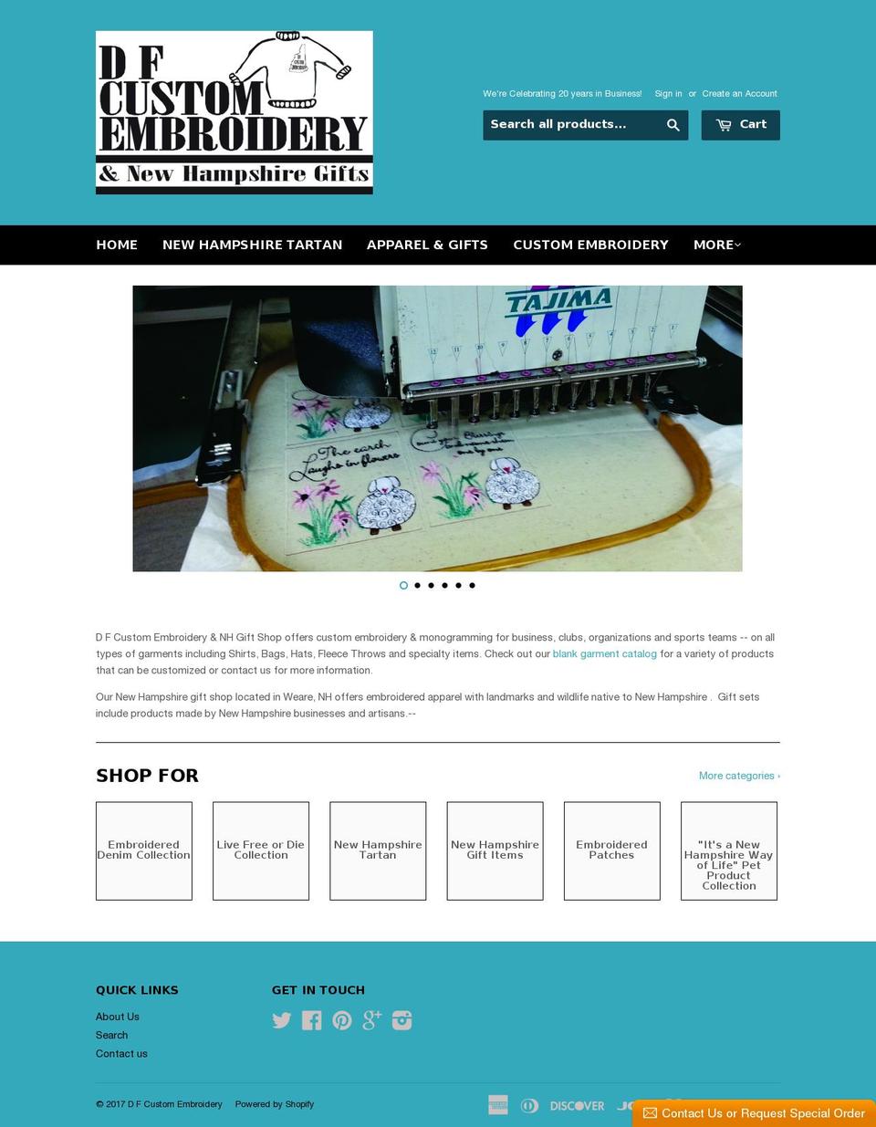Craft Shopify theme site example dfembroidery.com
