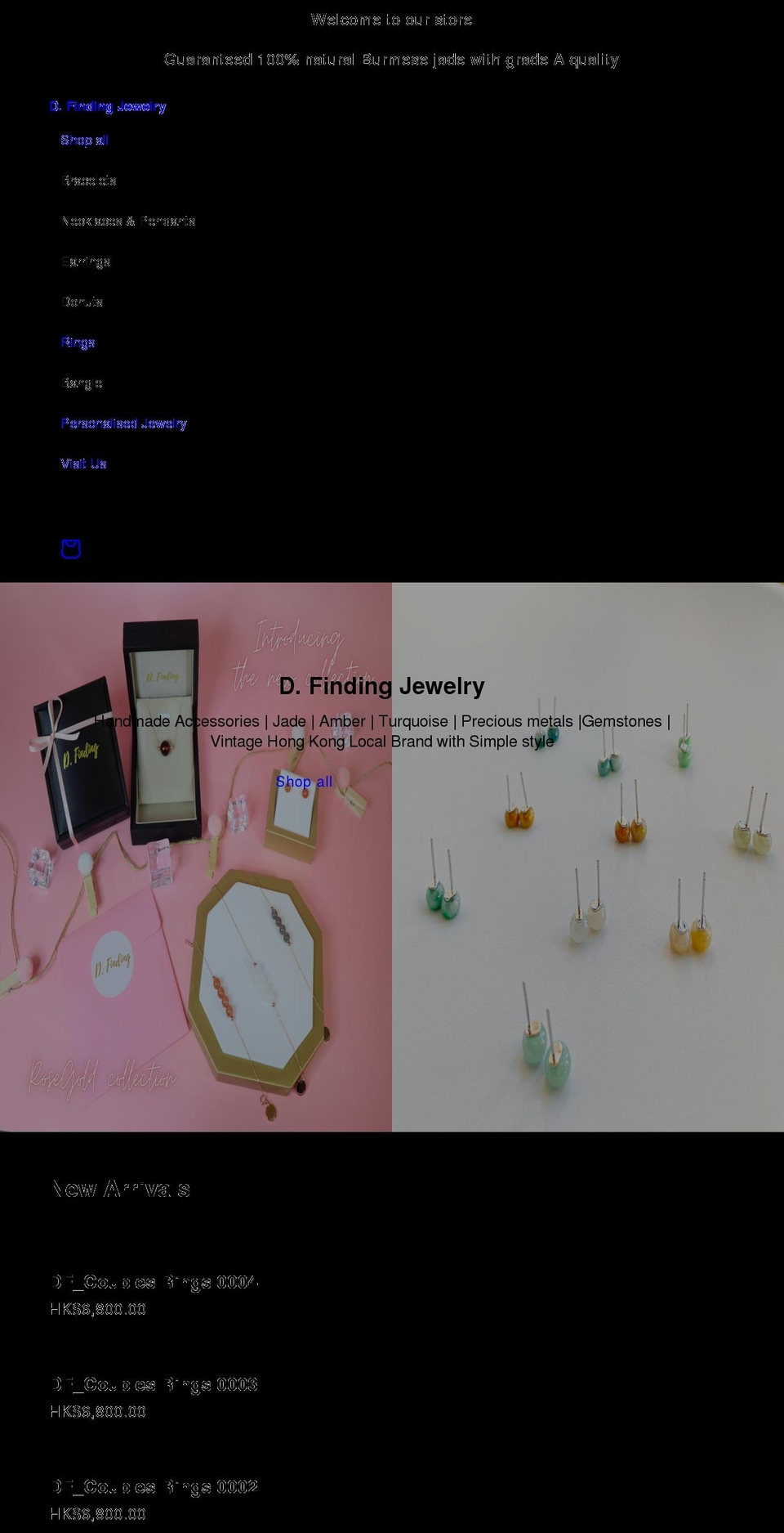 dfindingjewelry.com shopify website screenshot