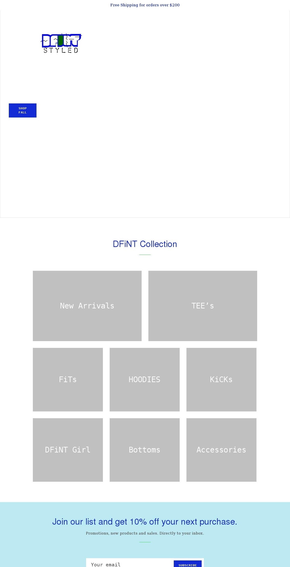 dfintstyled.com shopify website screenshot