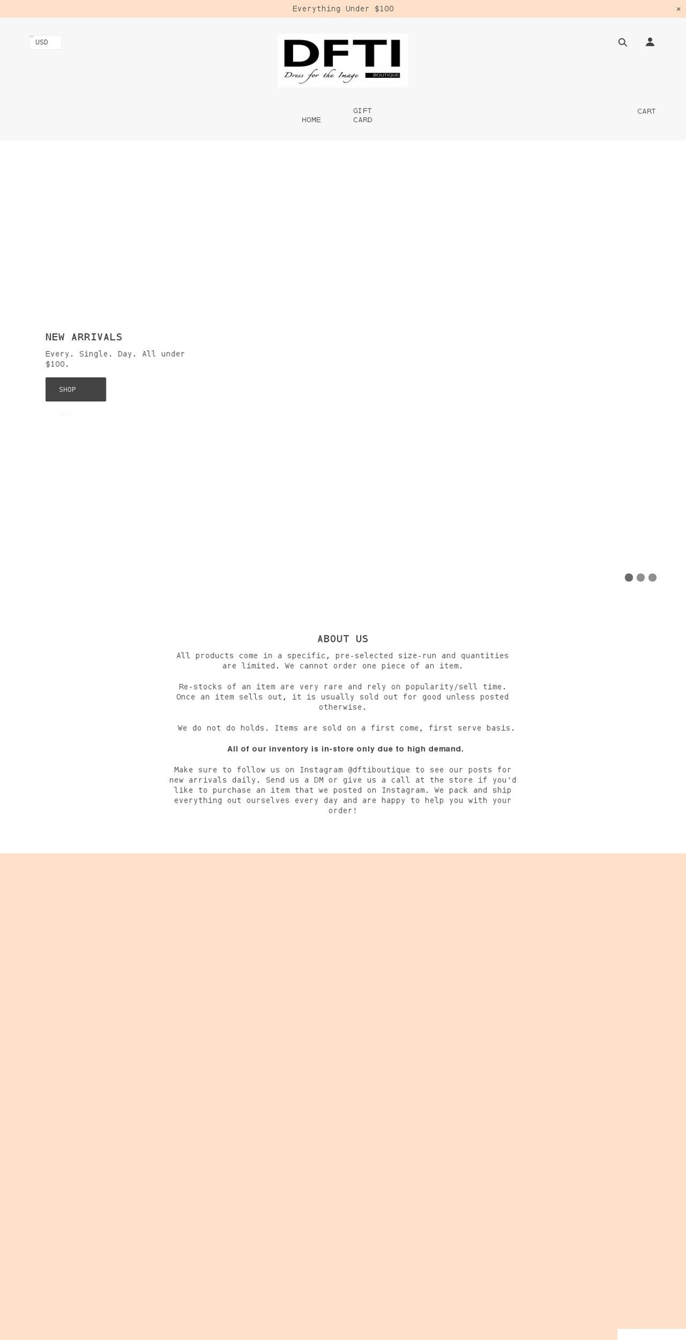 dftiboutique.com shopify website screenshot