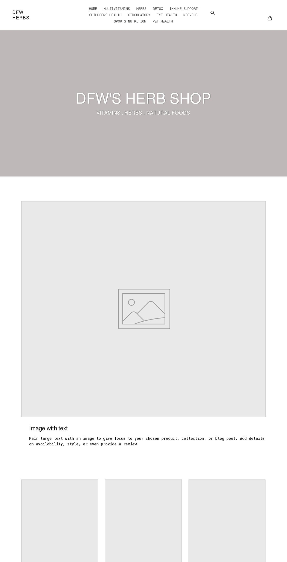 dfwherbs.com shopify website screenshot