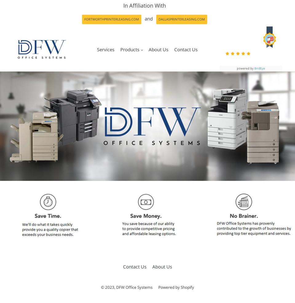 dfwofficesystems.com — Shopify storefront screenshot