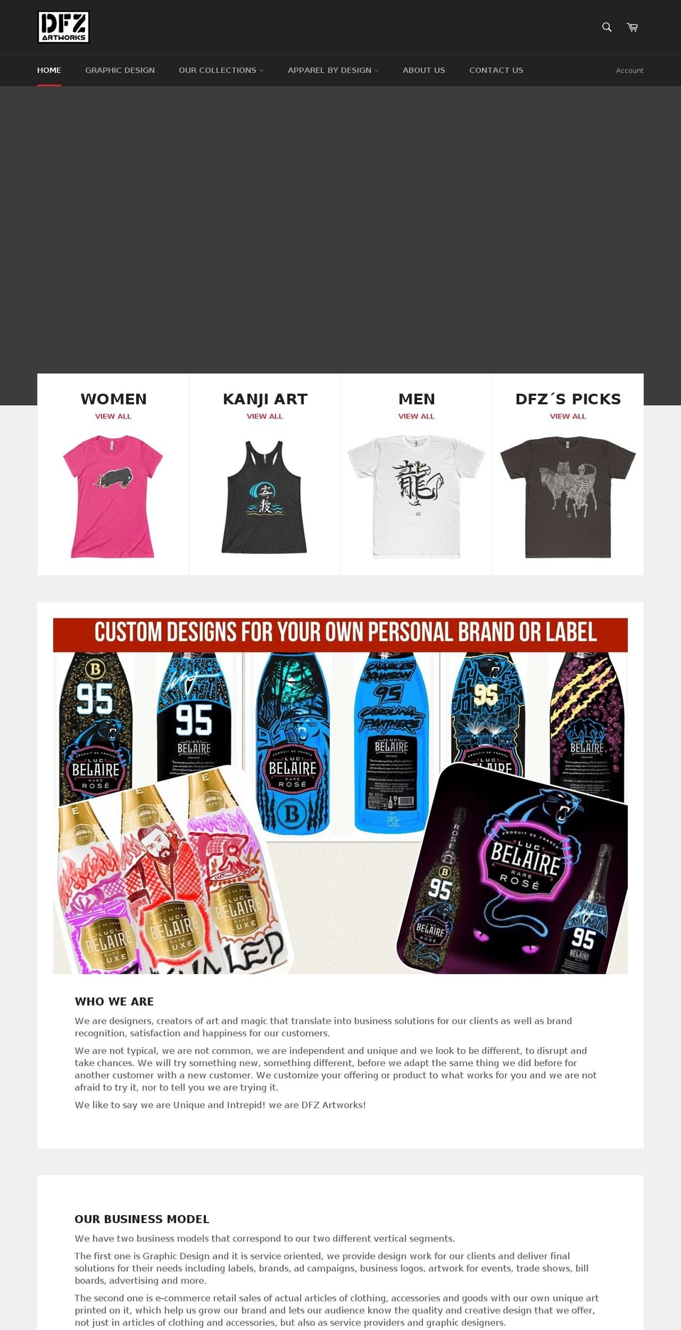 dfzartworksinc.com — Shopify storefront screenshot