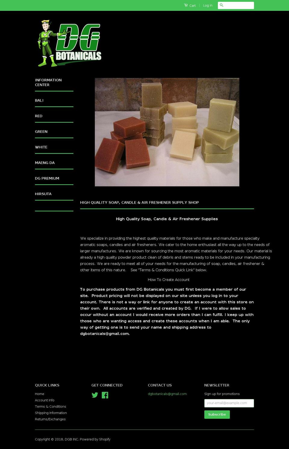 dgbotanicals.com shopify website screenshot