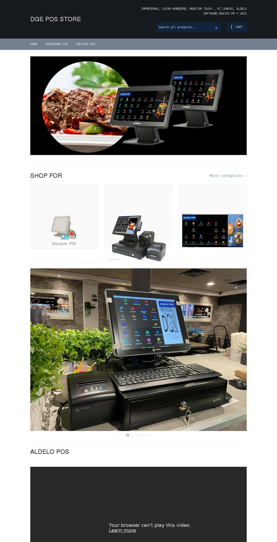 dgepos.com shopify website screenshot