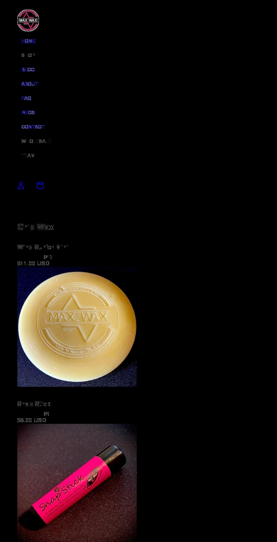 dgmaxwax.com shopify website screenshot