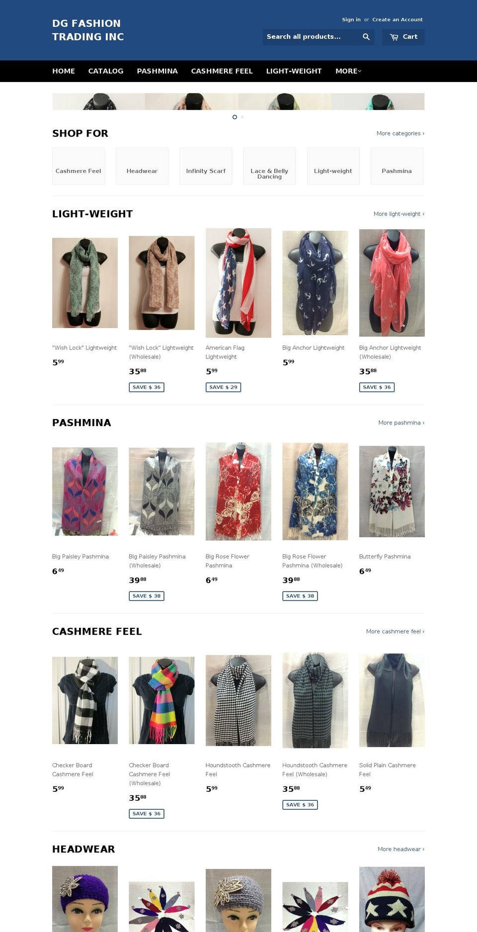 dgscarf.com shopify website screenshot