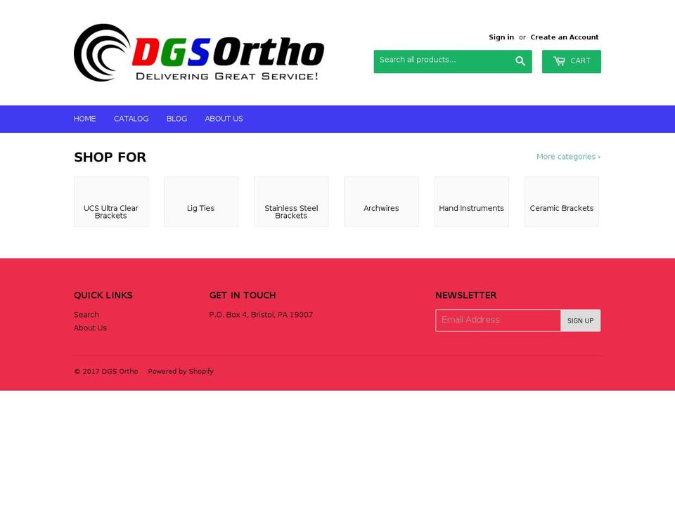 dgsortho.com shopify website screenshot