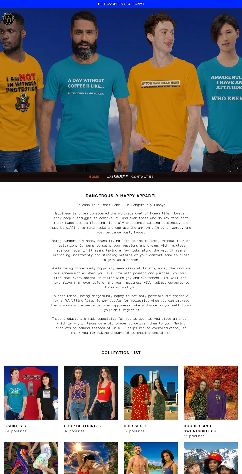 dh-apparel.com shopify website screenshot