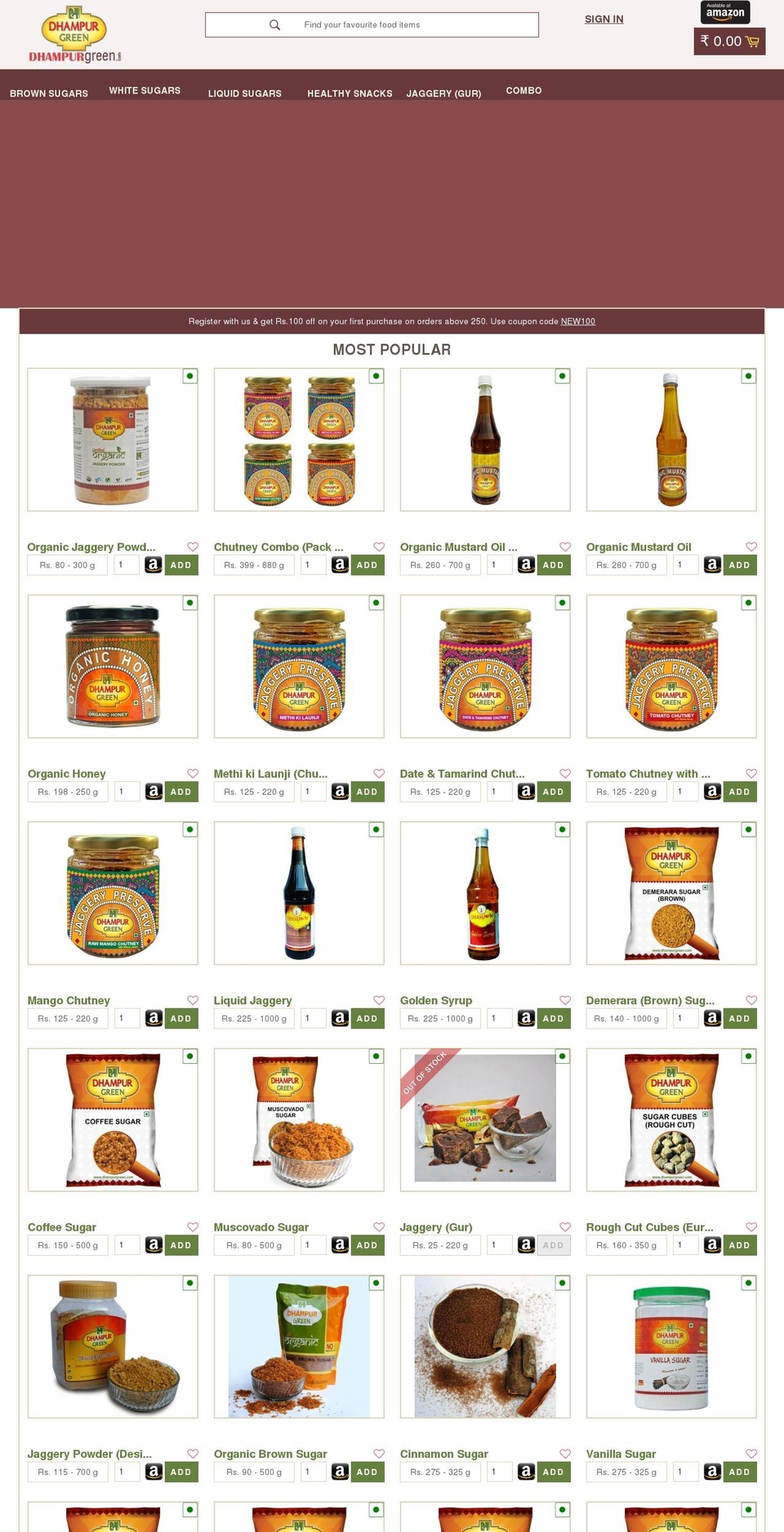 dhampurgreen.com — Shopify storefront screenshot