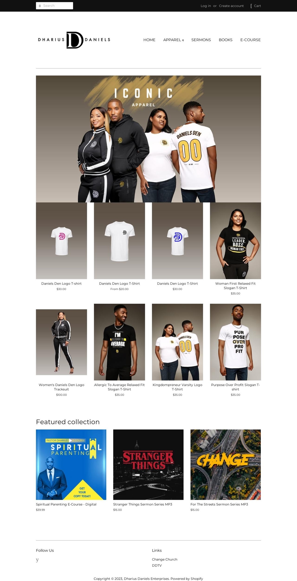 dhariusdanielsstore.com shopify website screenshot