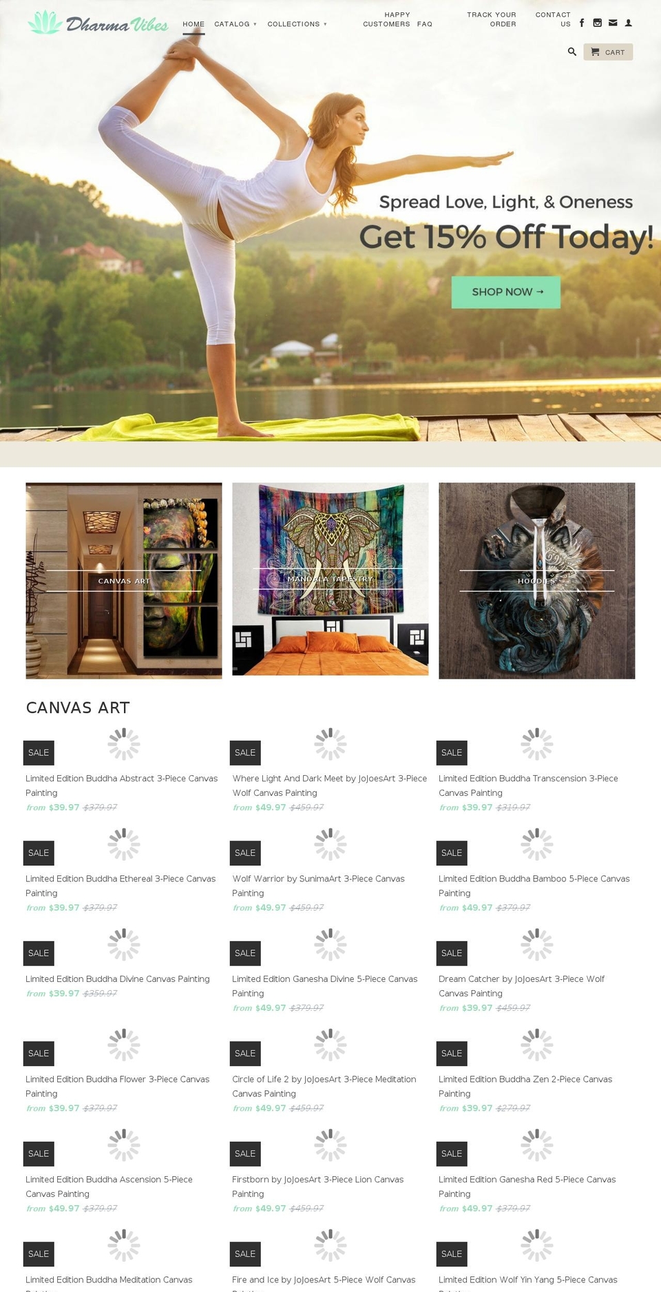 dharma-vibes.myshopify.com shopify website screenshot
