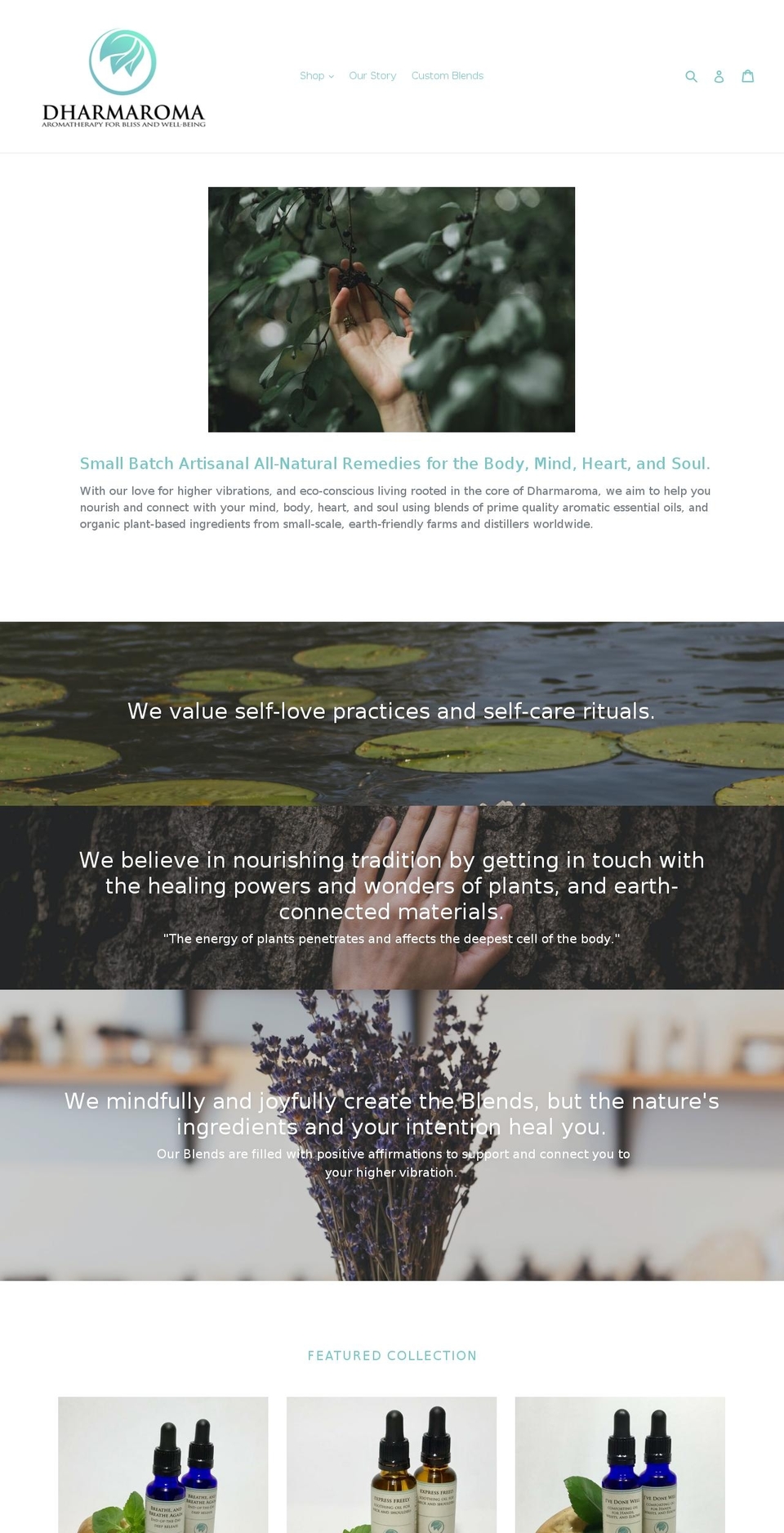 dharmaroma.com — Shopify storefront screenshot