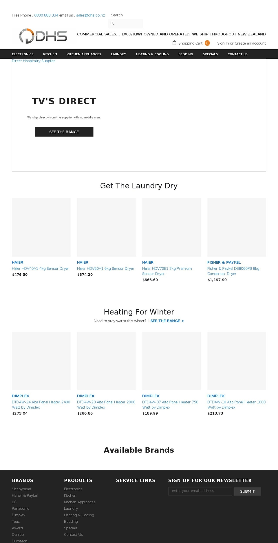 dhs.co.nz shopify website screenshot