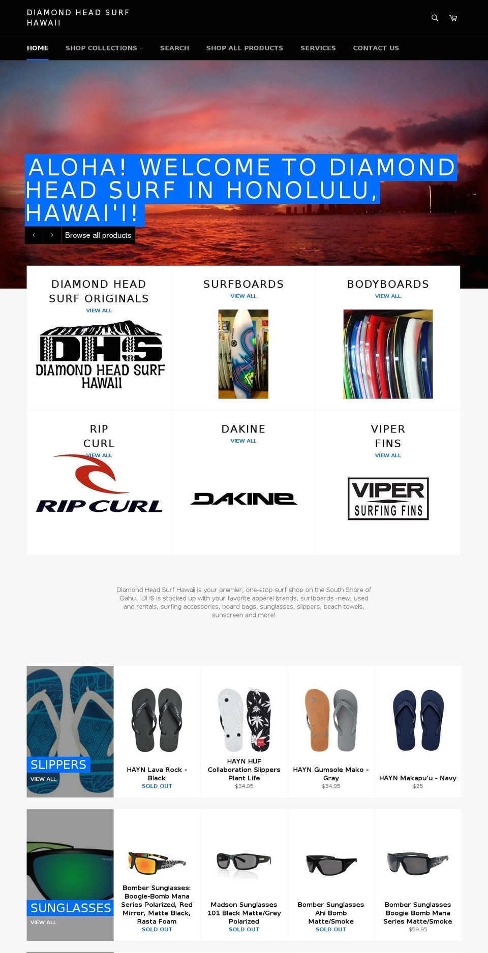 dhshawaii.com — Shopify storefront screenshot