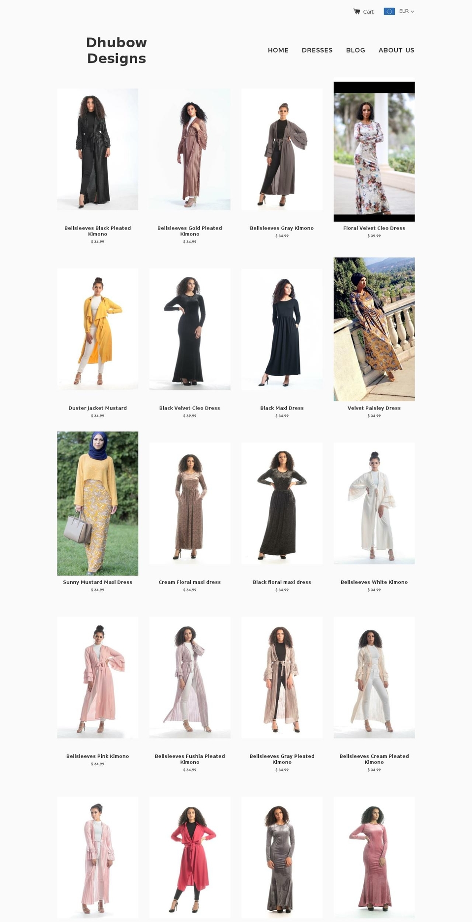 dhubowdesigns.com — Shopify storefront screenshot