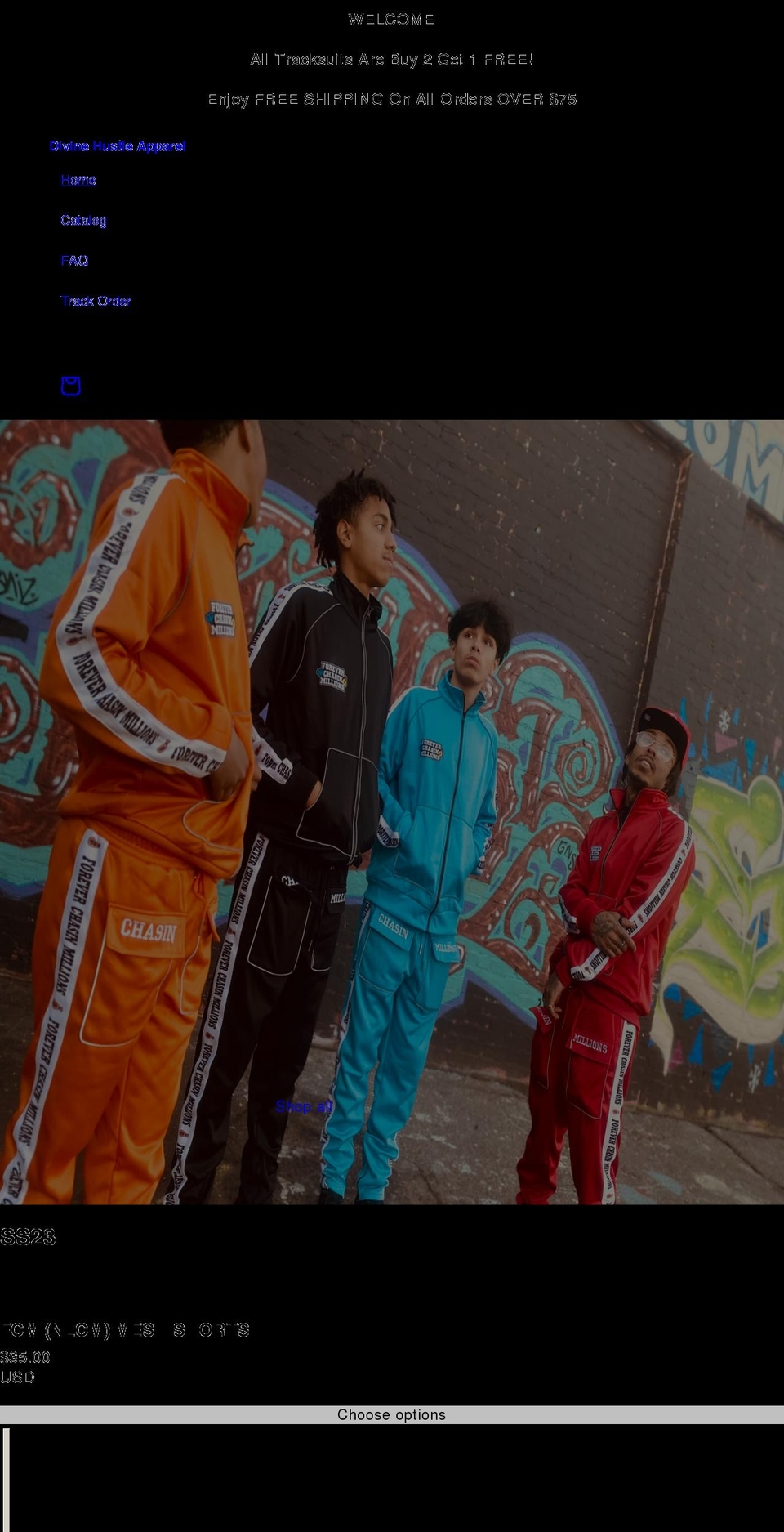 dhustleclothing.com shopify website screenshot