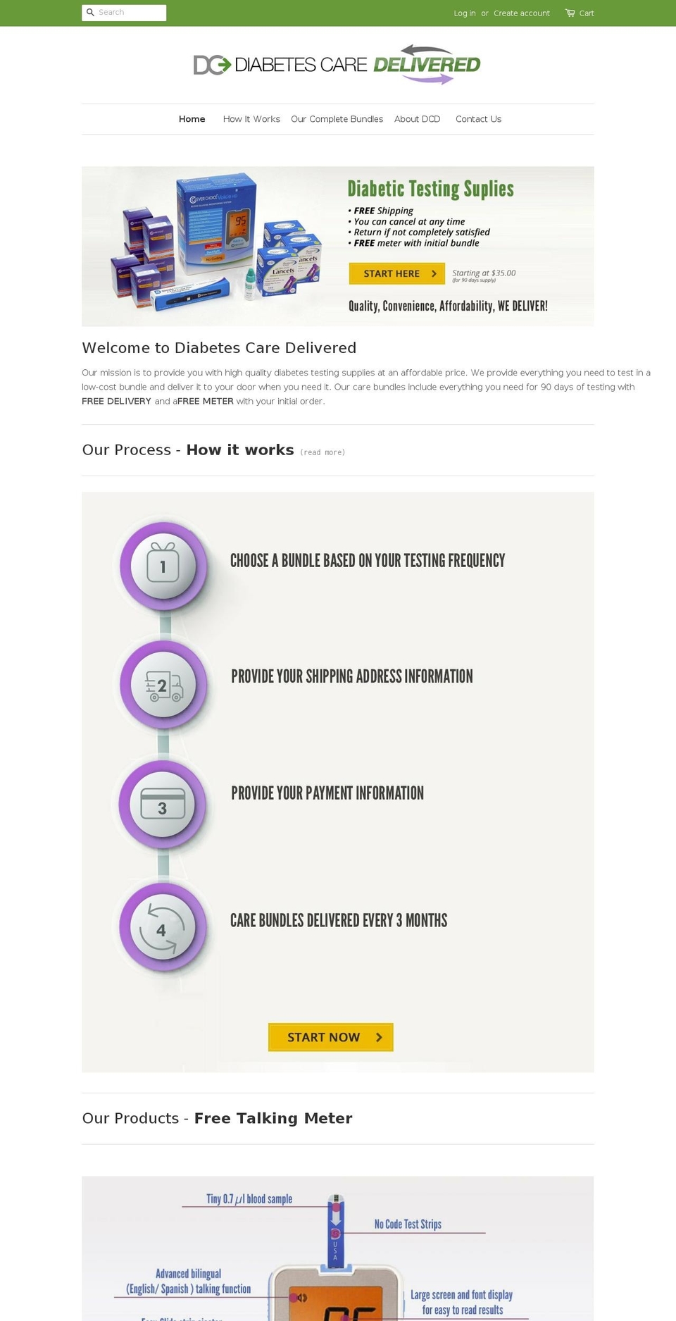 diabetescaredelivered.com shopify website screenshot