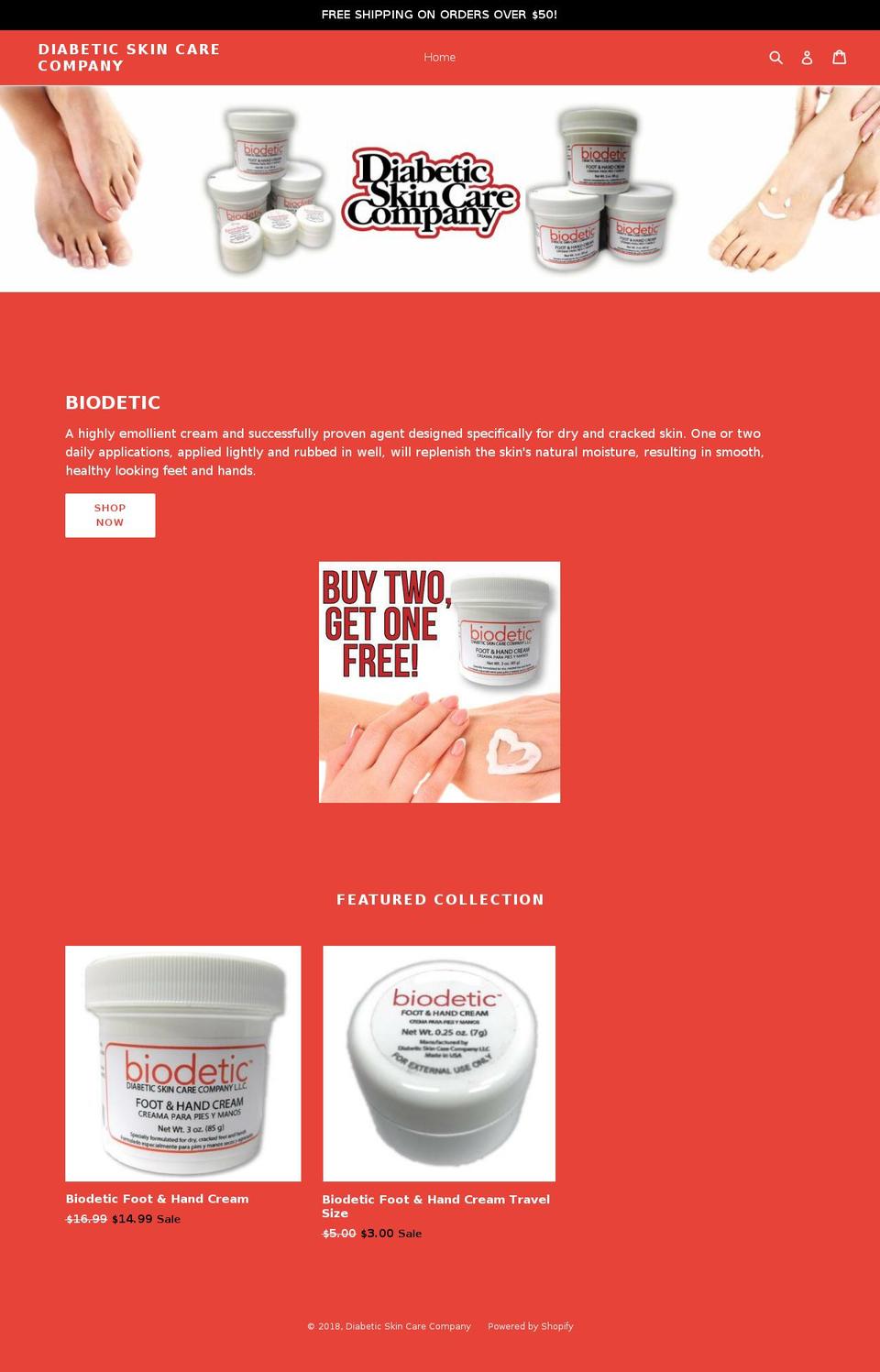 diabeticskincarecompany.com — Shopify storefront screenshot