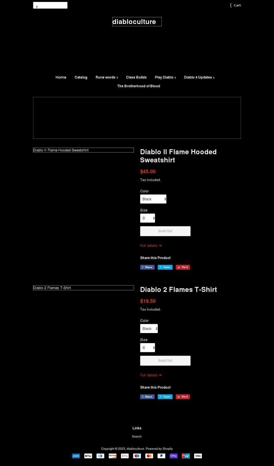 diabloculture.com shopify website screenshot