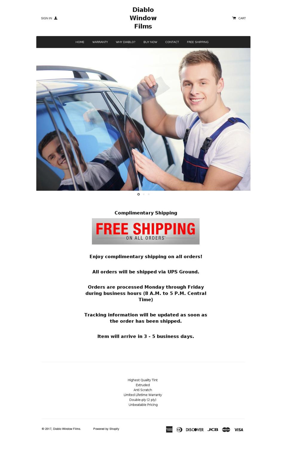 diablowindowfilms.com shopify website screenshot