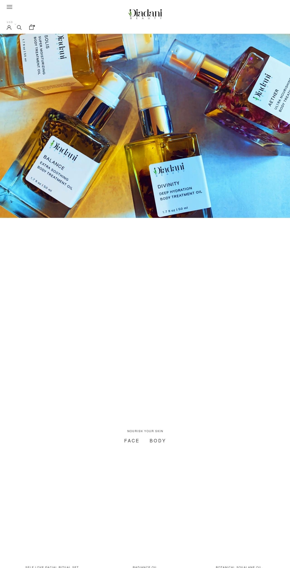 diadanibeauty.com shopify website screenshot