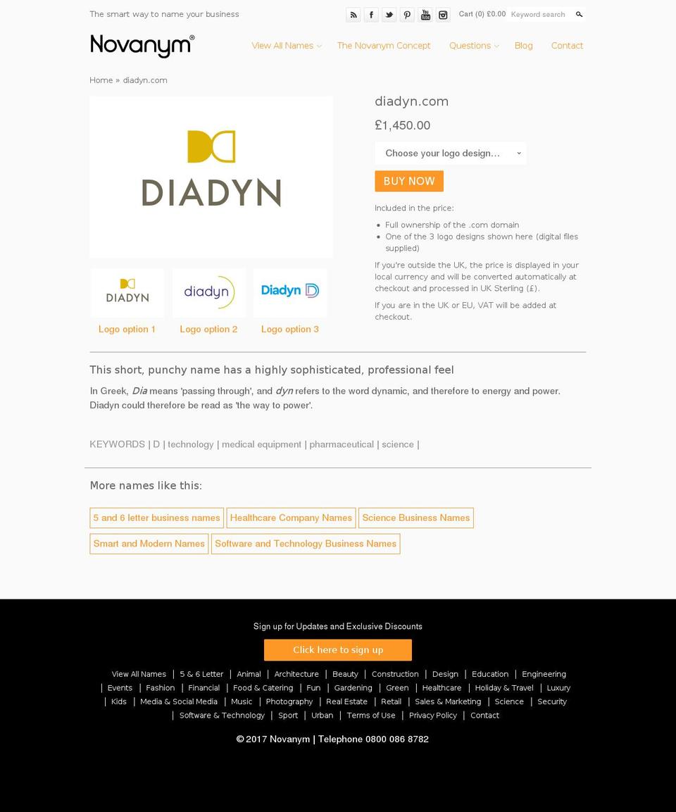 diadyn.com shopify website screenshot