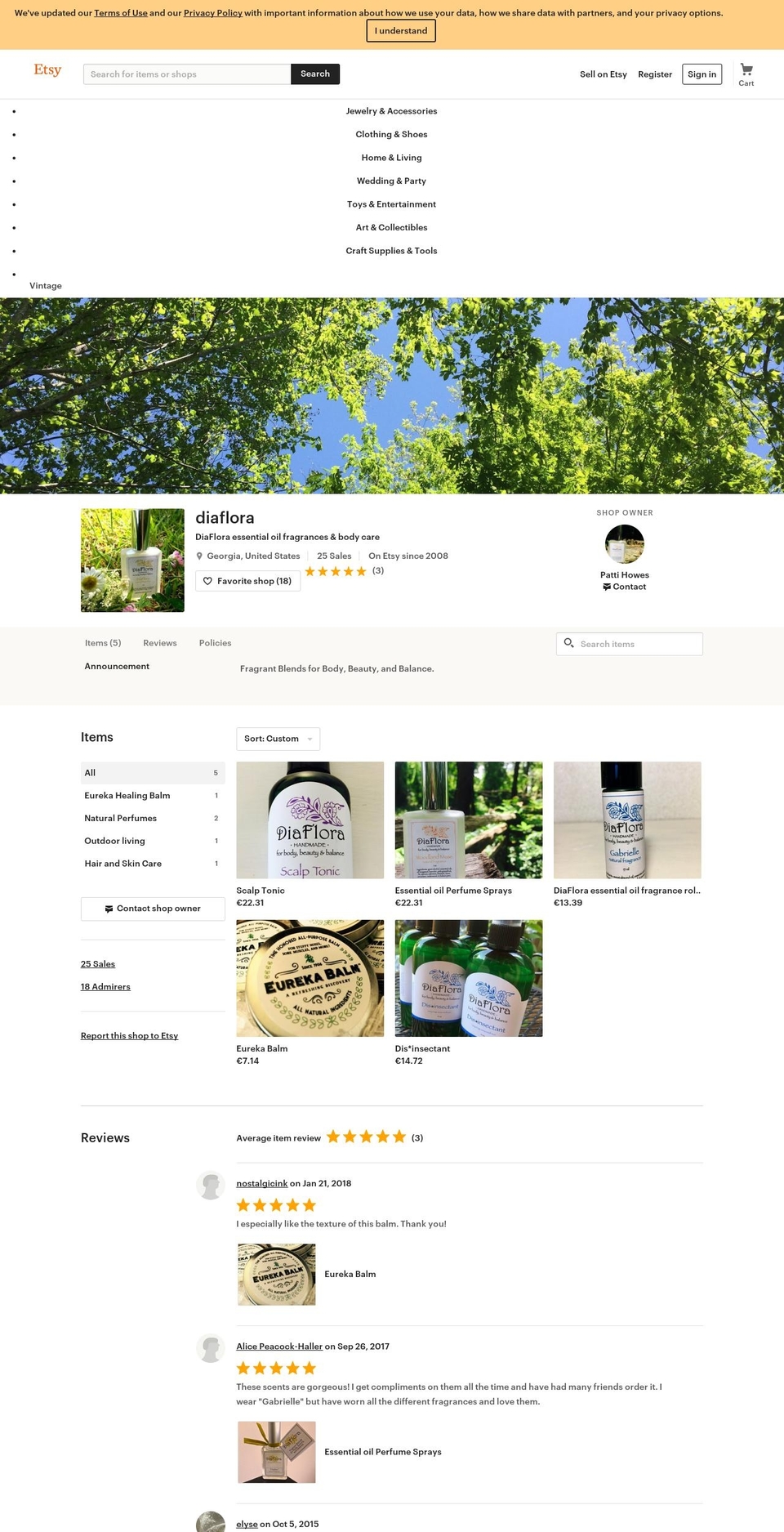 Eureka Balm Theme Shopify theme site example diafloranaturalfragrances.com