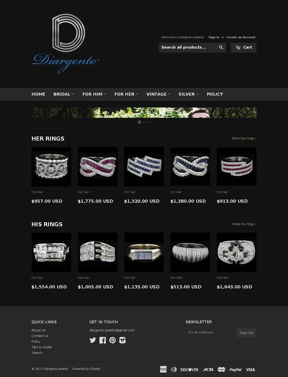 diagentojewelery.com shopify website screenshot