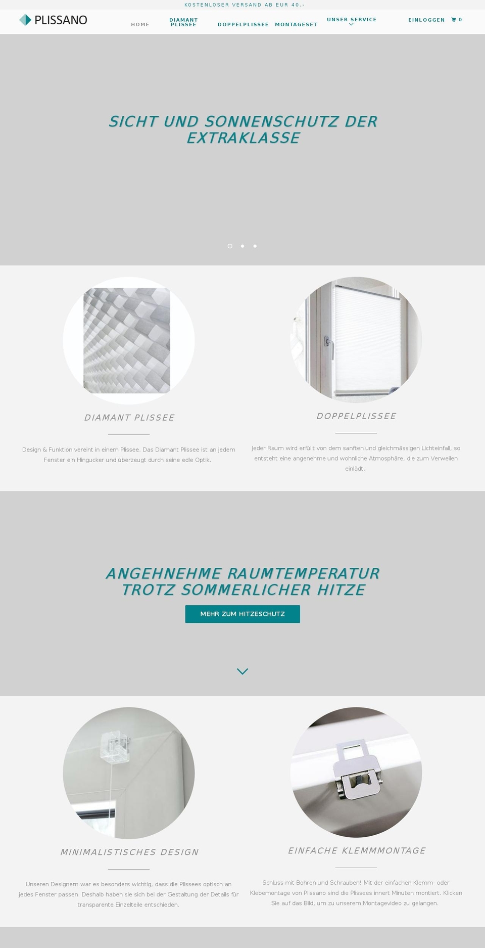 diamantplissee.com — Shopify storefront screenshot
