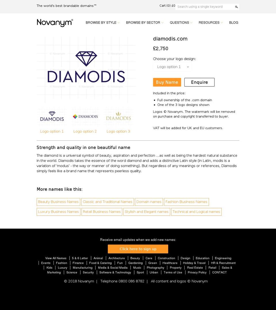 diamodis.com — Shopify storefront screenshot