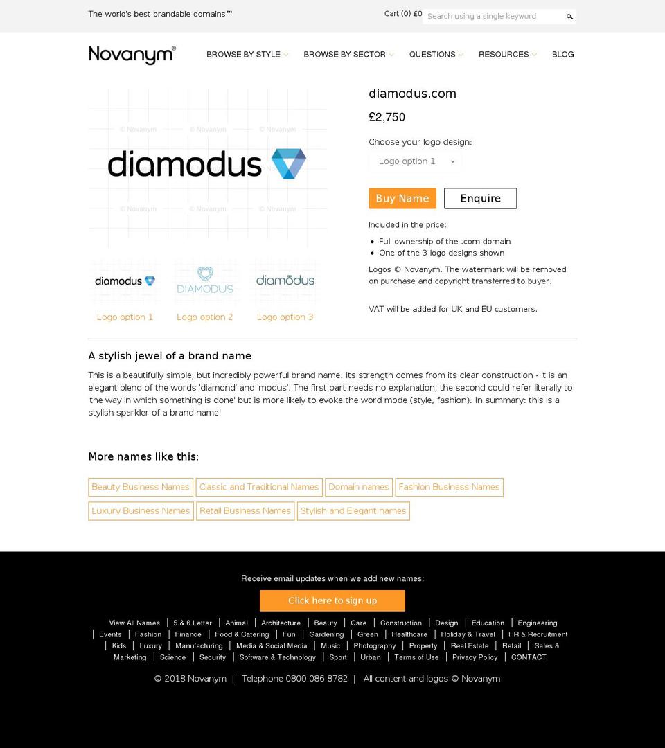 diamodus.com — Shopify storefront screenshot
