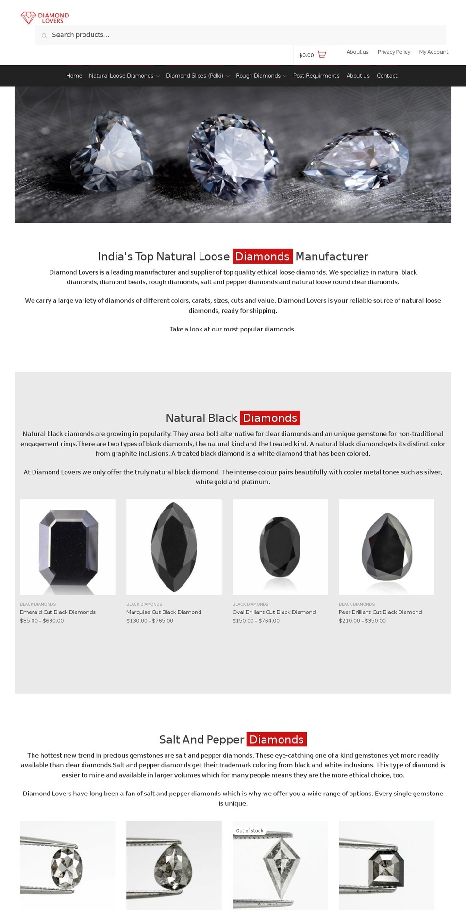 diamond-lovers.com shopify website screenshot
