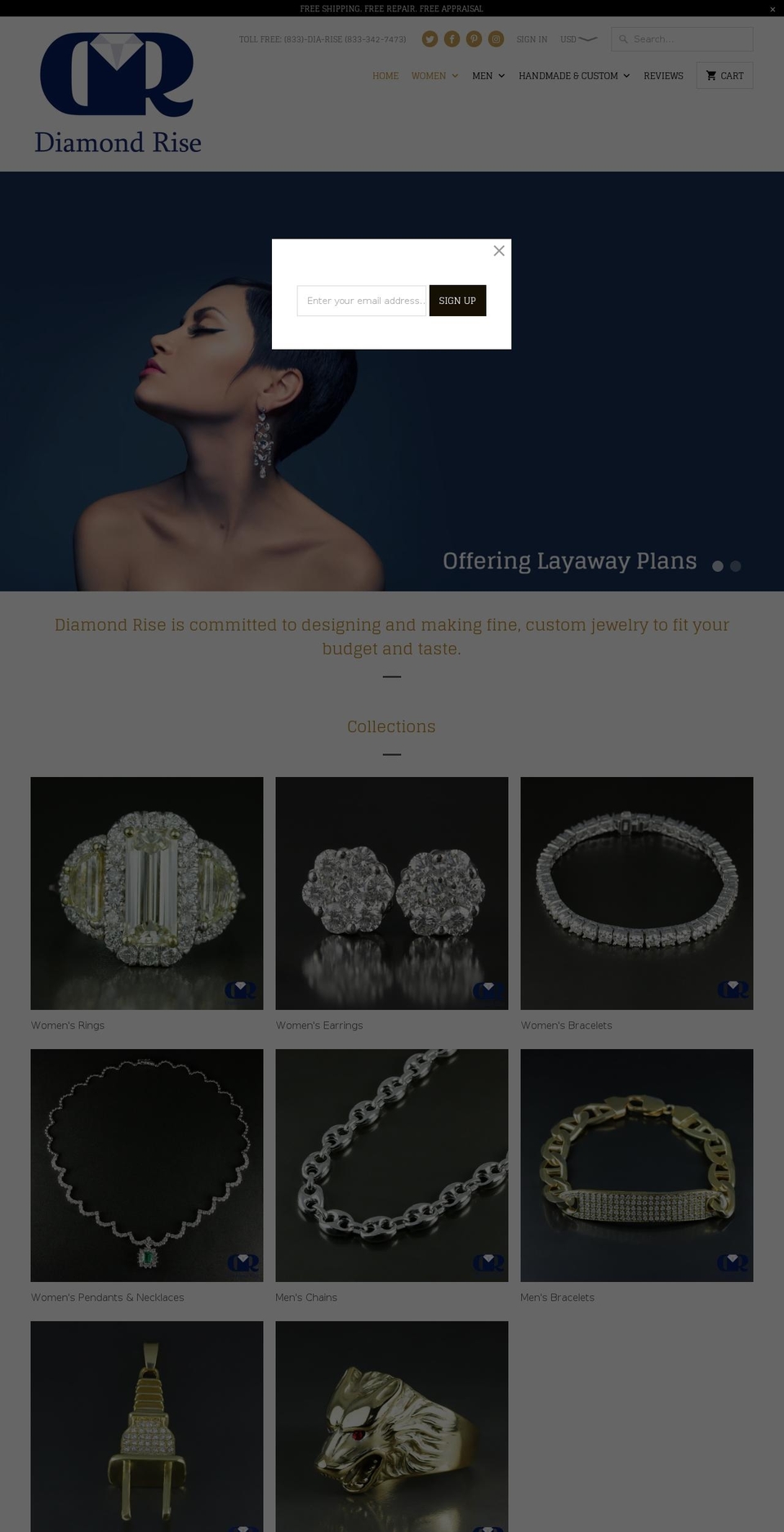 diamond-rise-jewelry.myshopify.com shopify website screenshot