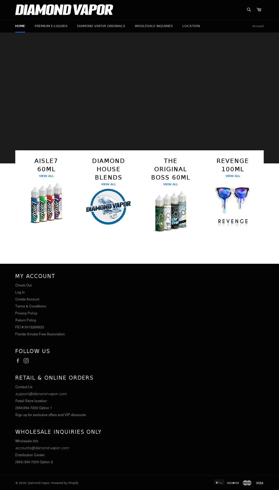 diamond-vapor.com shopify website screenshot