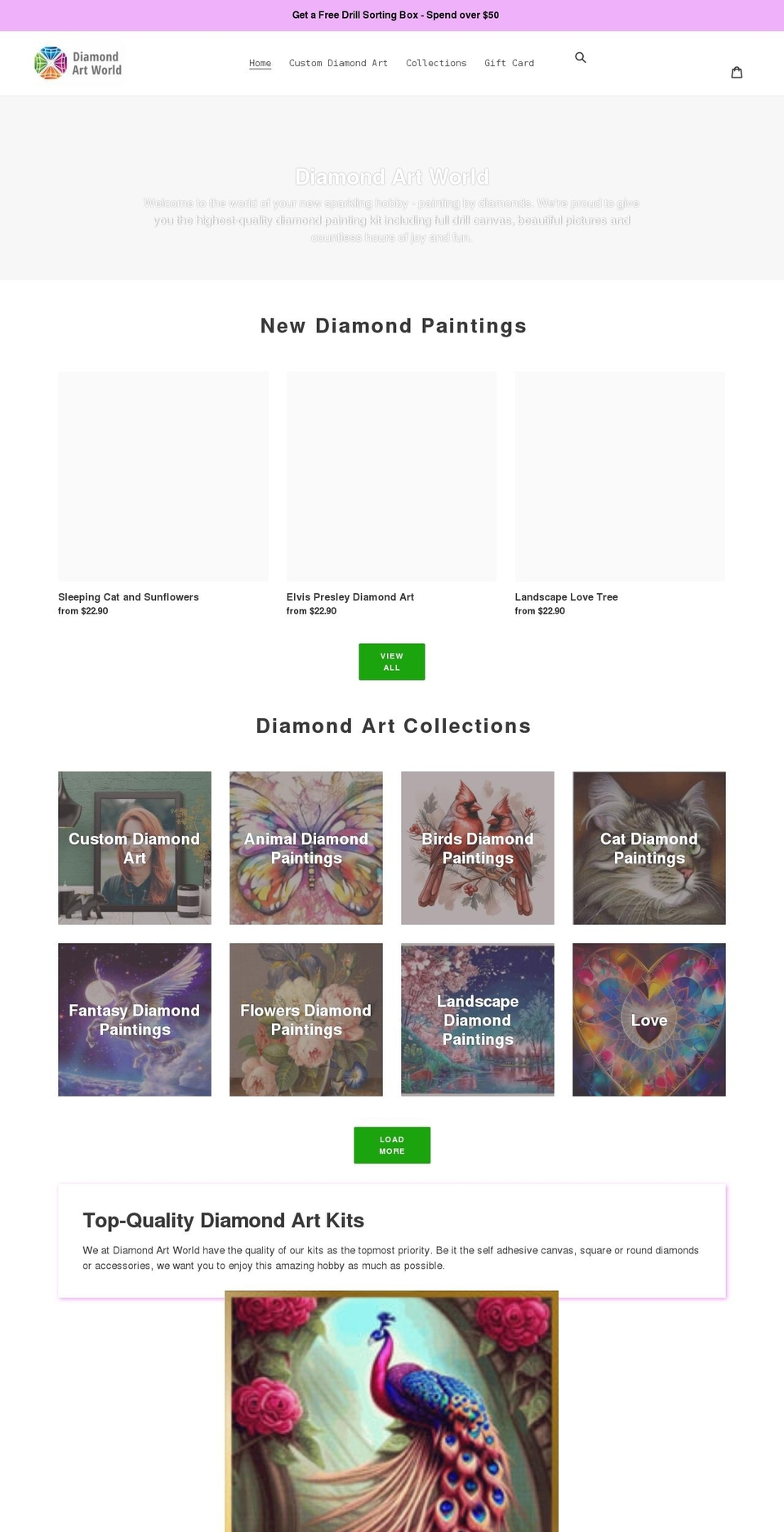 diamondartworld.com shopify website screenshot
