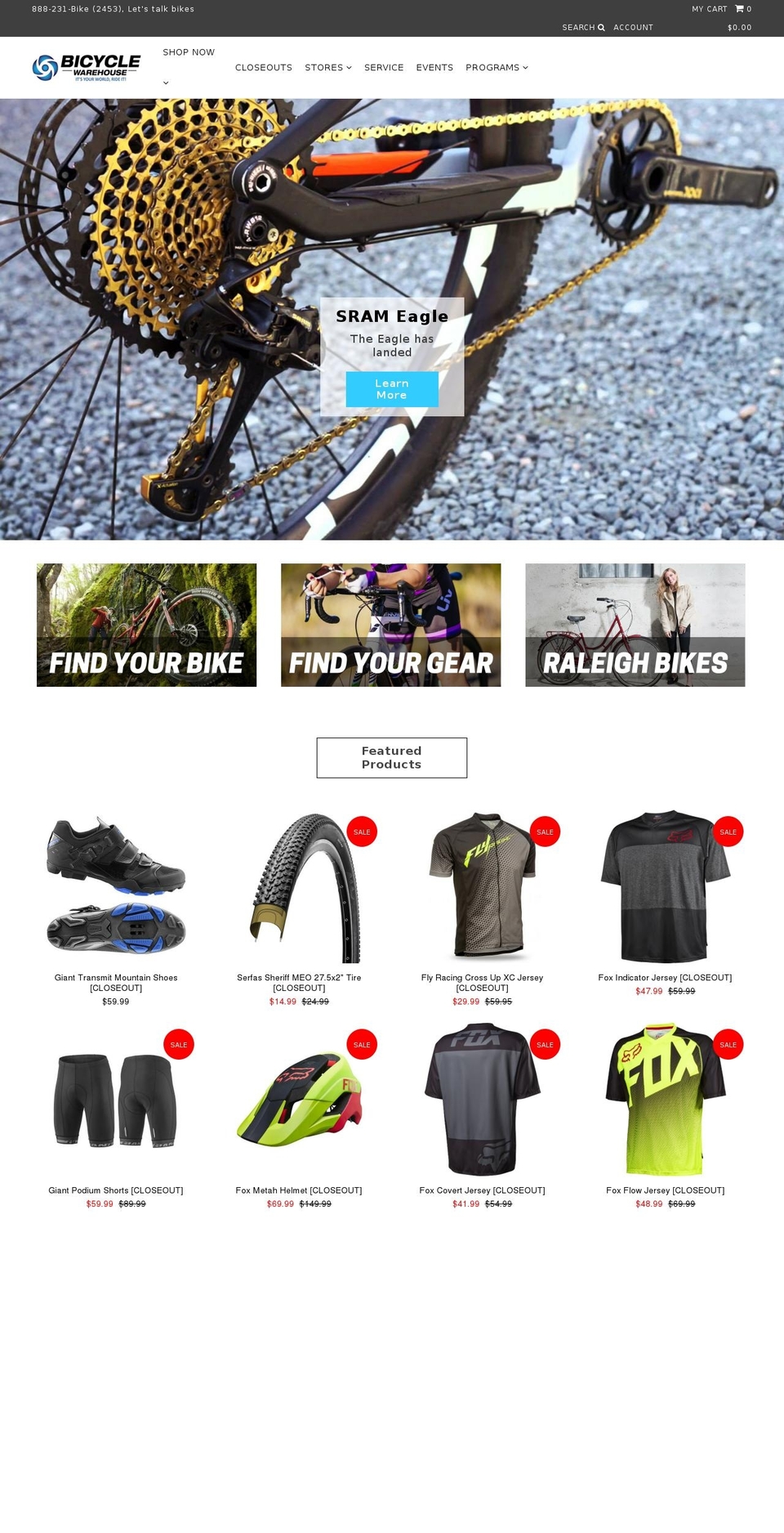 Bicycle Warehouse Theme (Bootstrap) Shopify theme site example diamondbackbicycle.com