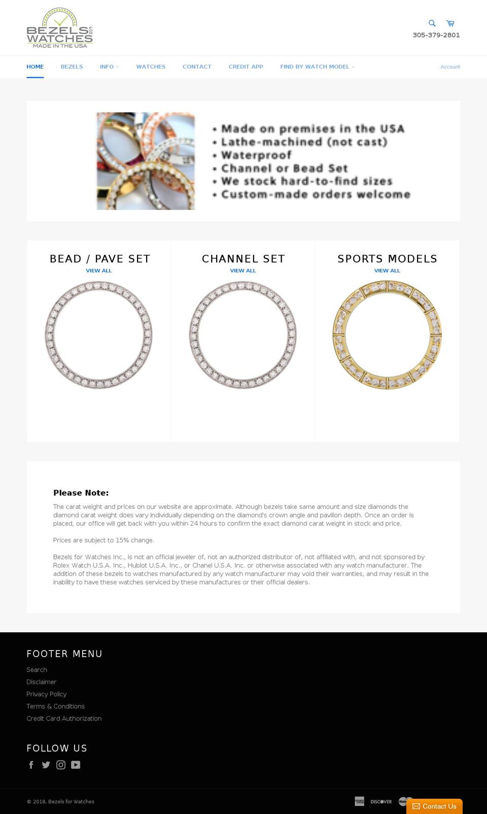 diamondbezelsforwatches.com — Shopify storefront screenshot