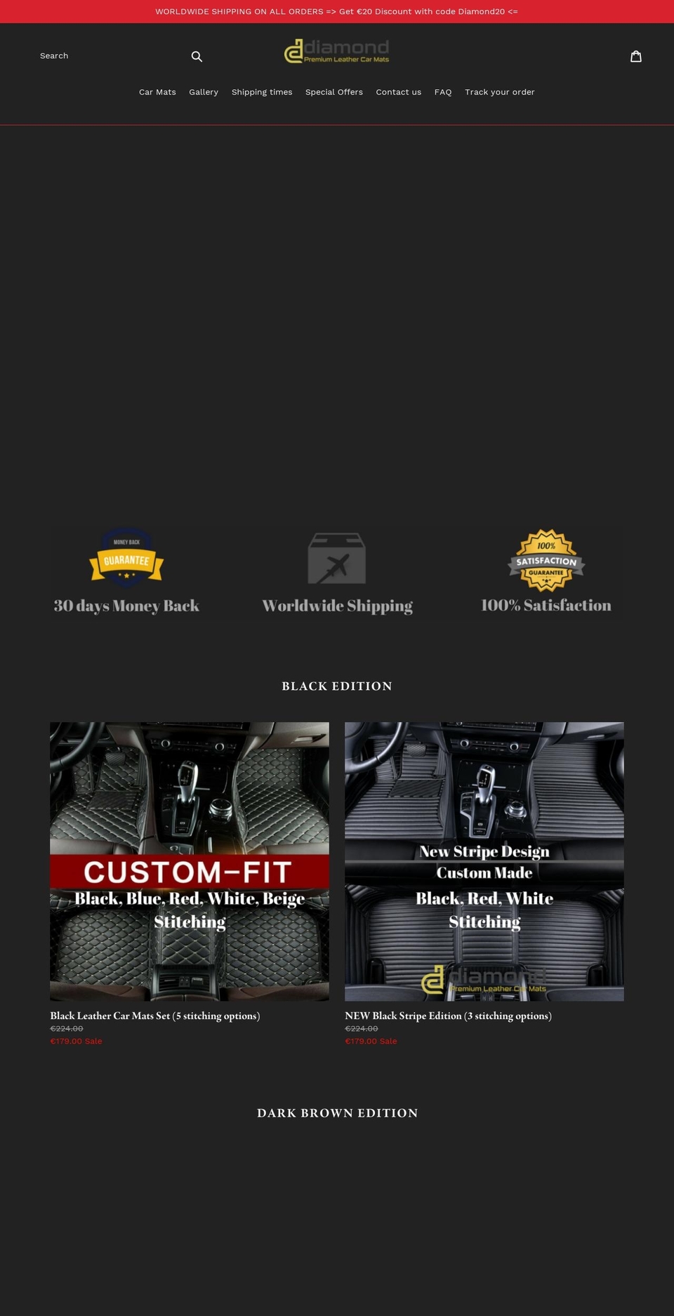 diamondcarmats.com — Shopify storefront screenshot