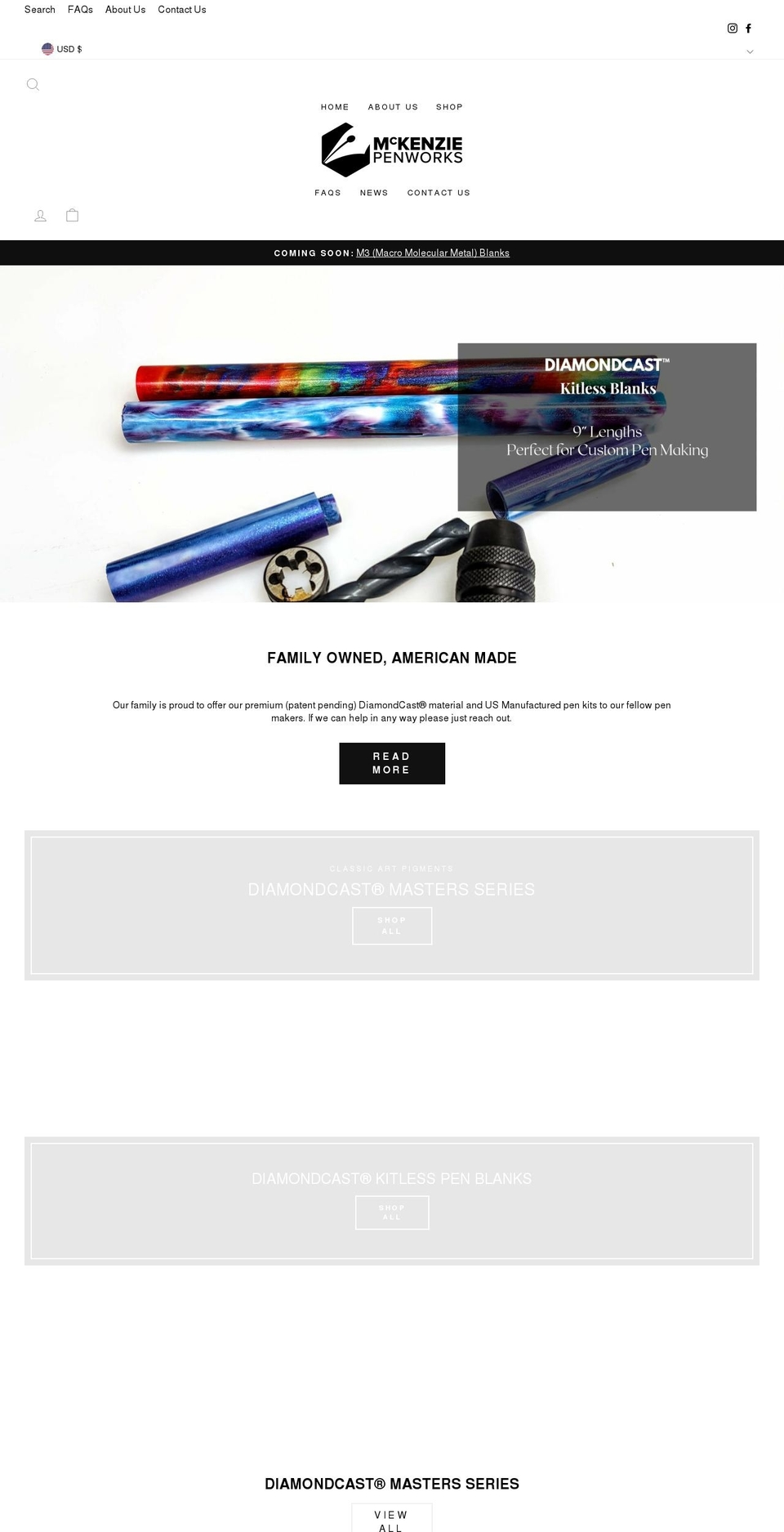 diamondcastblanks.com — Shopify storefront screenshot
