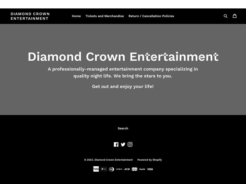 diamondcrownentertainment.com — Shopify storefront screenshot