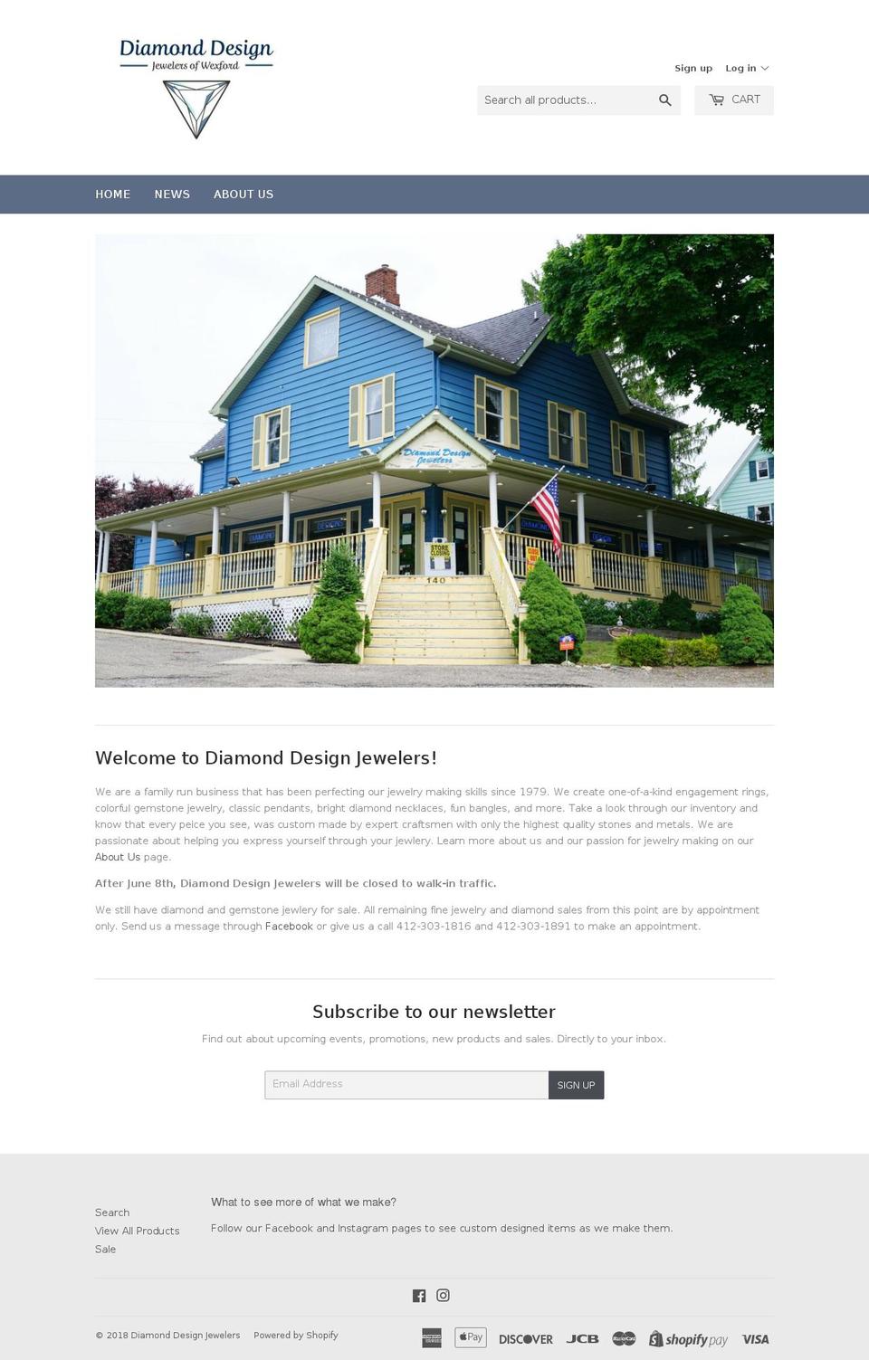 diamonddesignjewelers.net shopify website screenshot