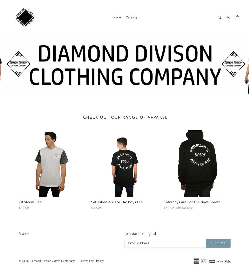 diamonddivisionclothing.com — Shopify storefront screenshot
