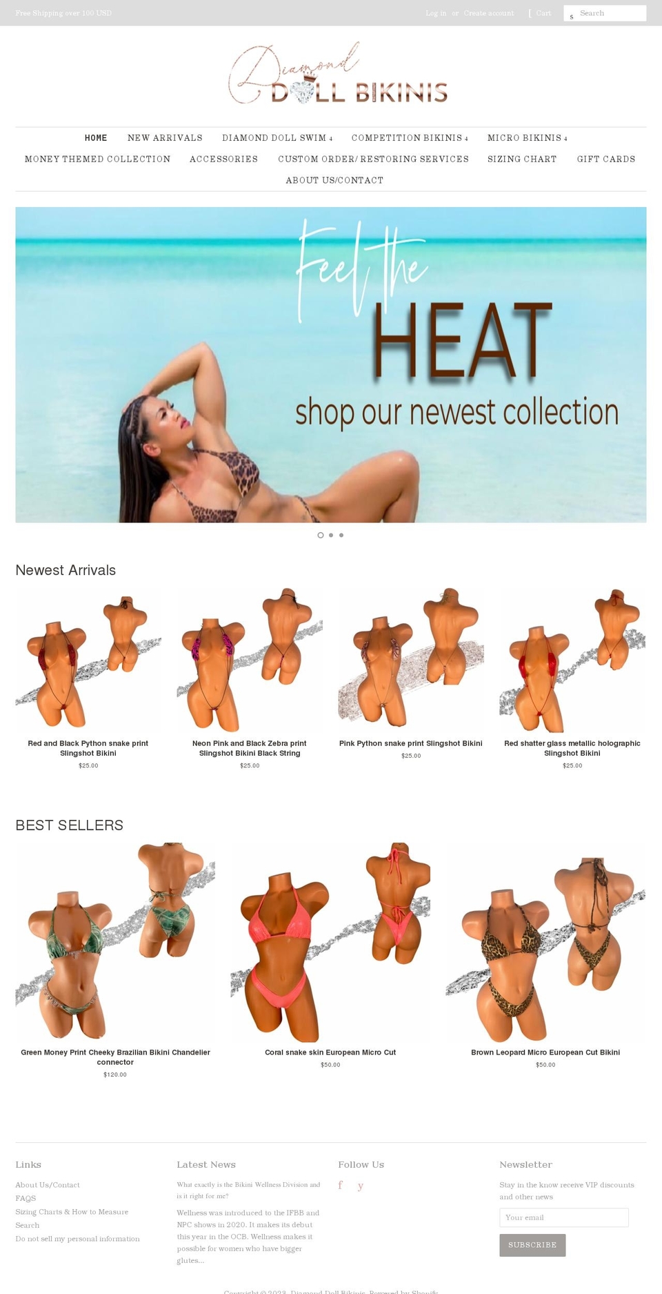diamonddollbikinis.com shopify website screenshot