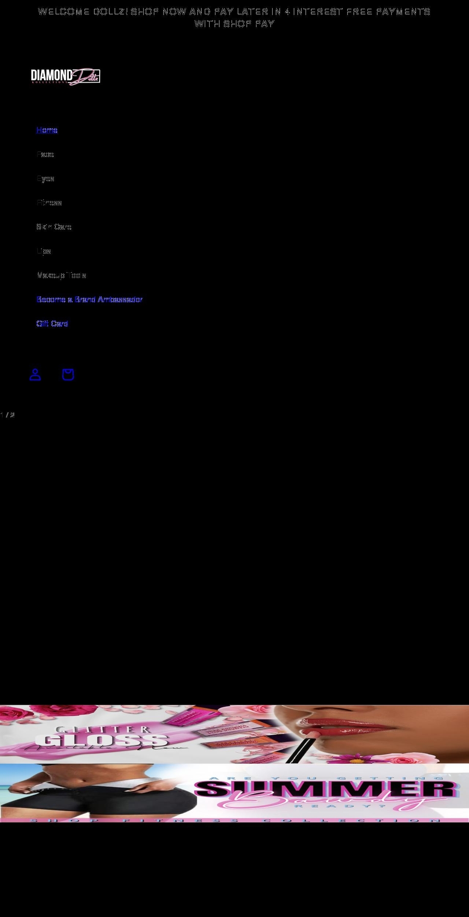 diamonddollzkollections.com shopify website screenshot
