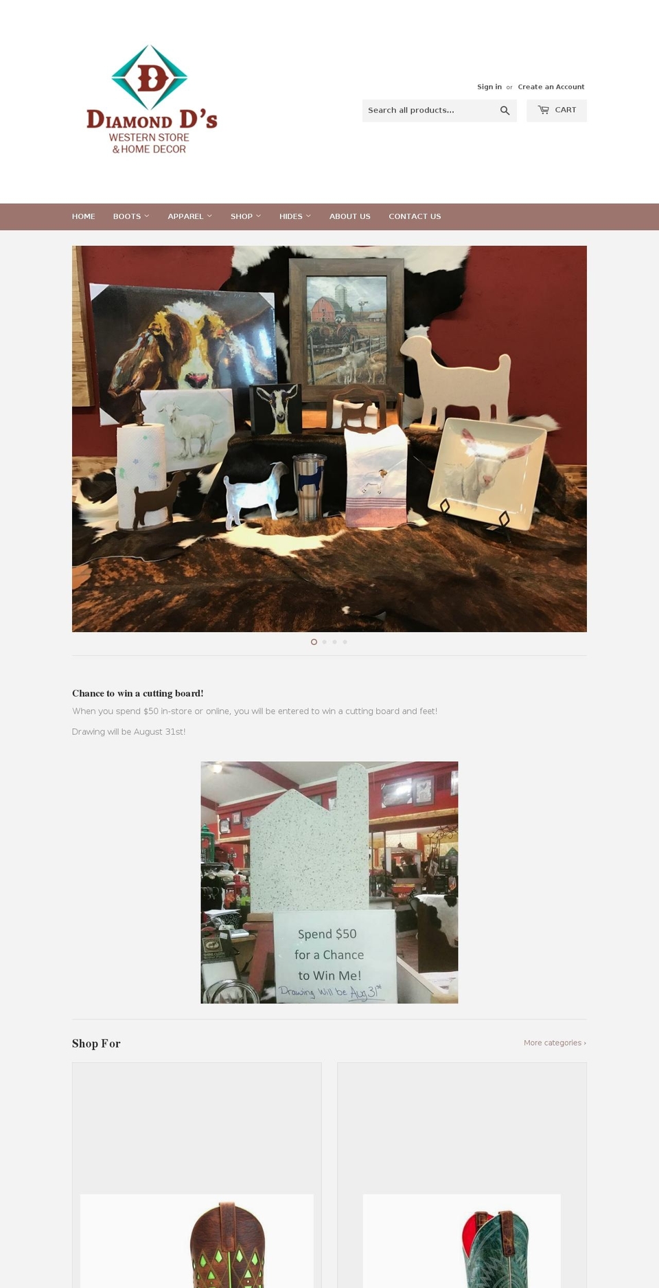 diamonddswestern.com — Shopify storefront screenshot