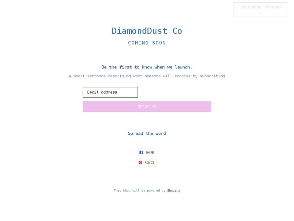 diamonddustco.com shopify website screenshot