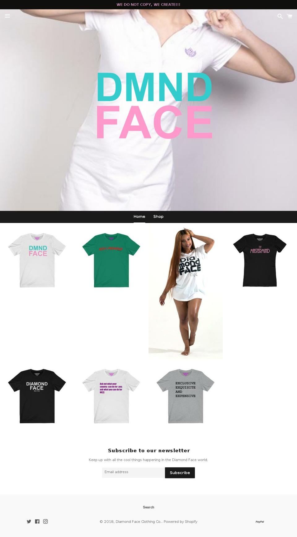 diamondfaceclothing.com — Shopify storefront screenshot