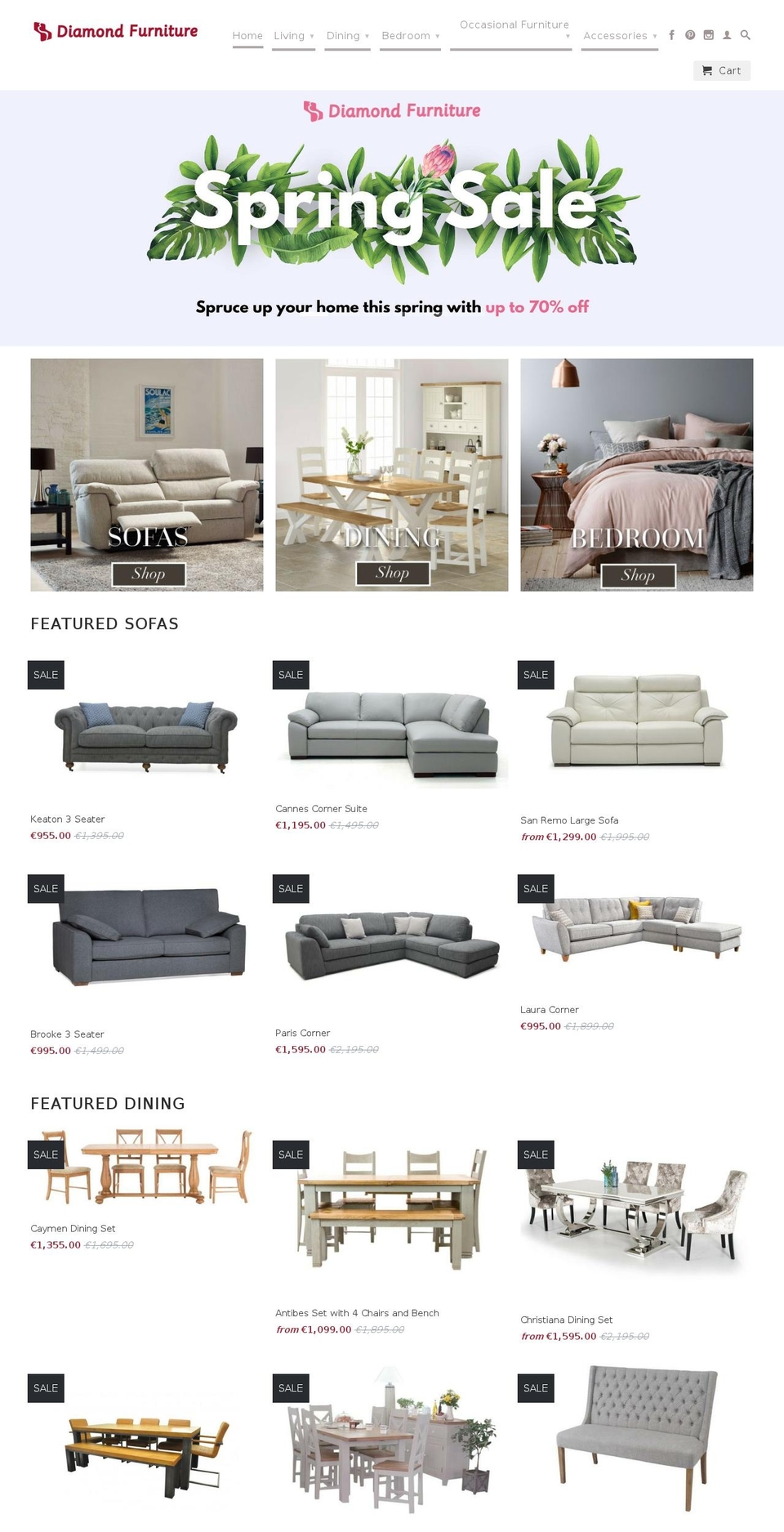 diamondfurniture.ie shopify website screenshot